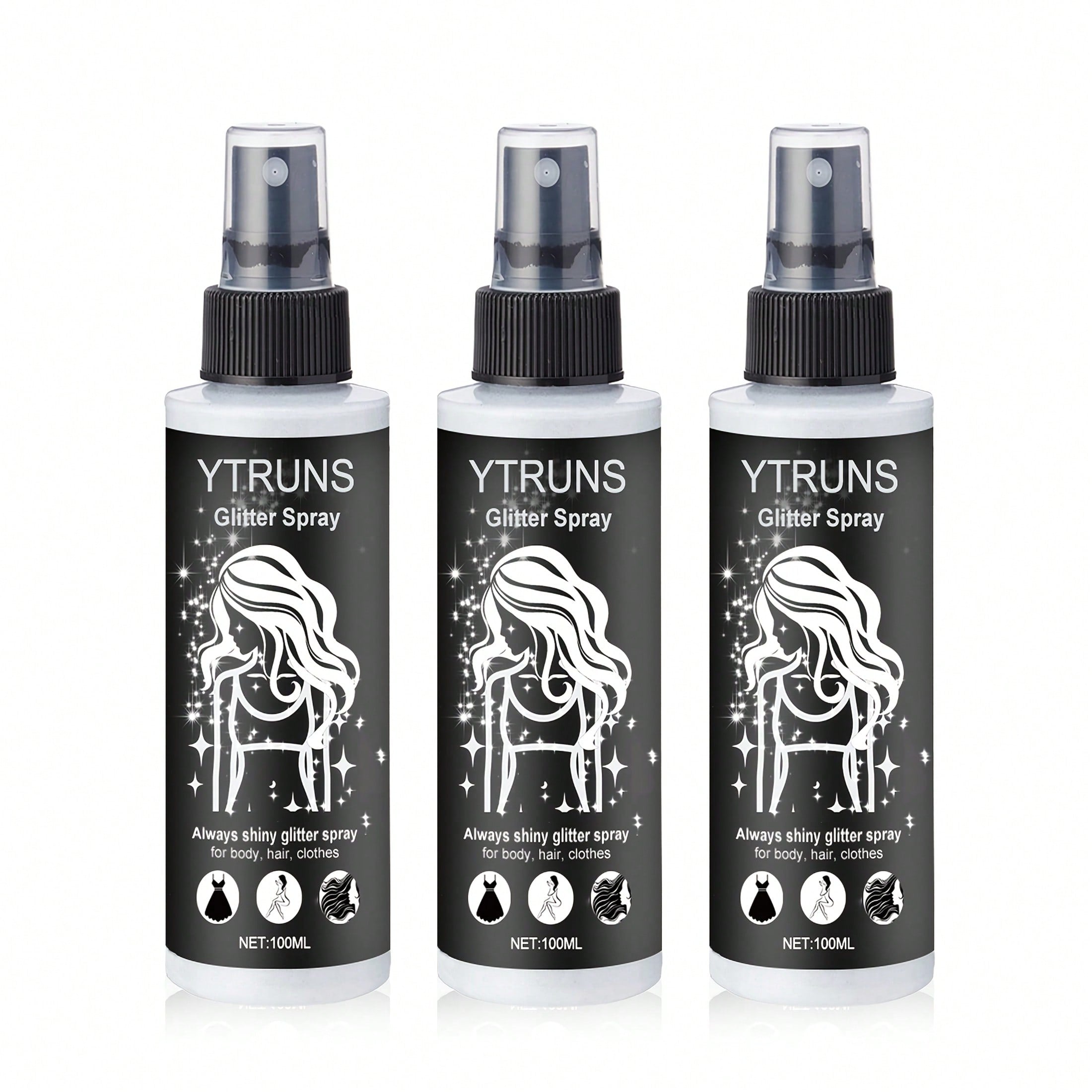2-Pack Quick Dry Glitter Spray Kit for Hair And Body - High Gloss Shimmer Spray for Lips, Eyes, Face And More - Great for Music Festivals